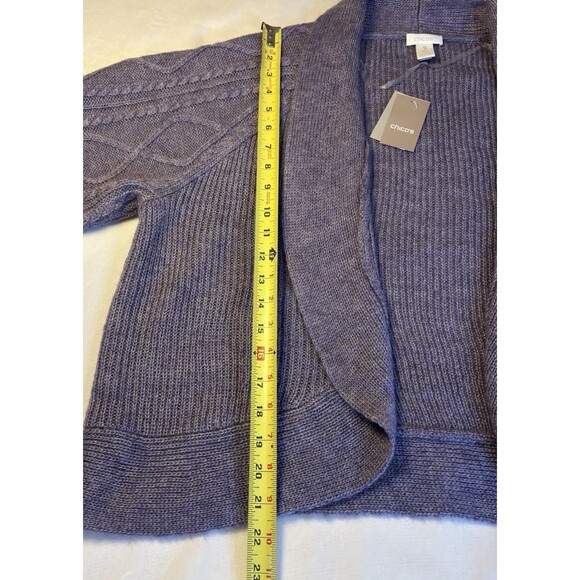 CHICOS Cora Cable Cocoon Mohair Blend Shrug Cardigan Sweater 3/XL/16 Purple Plum - Picture 11 of 11
